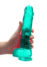9" / 25 cm Realistic Dildo With Balls - Turquoise
